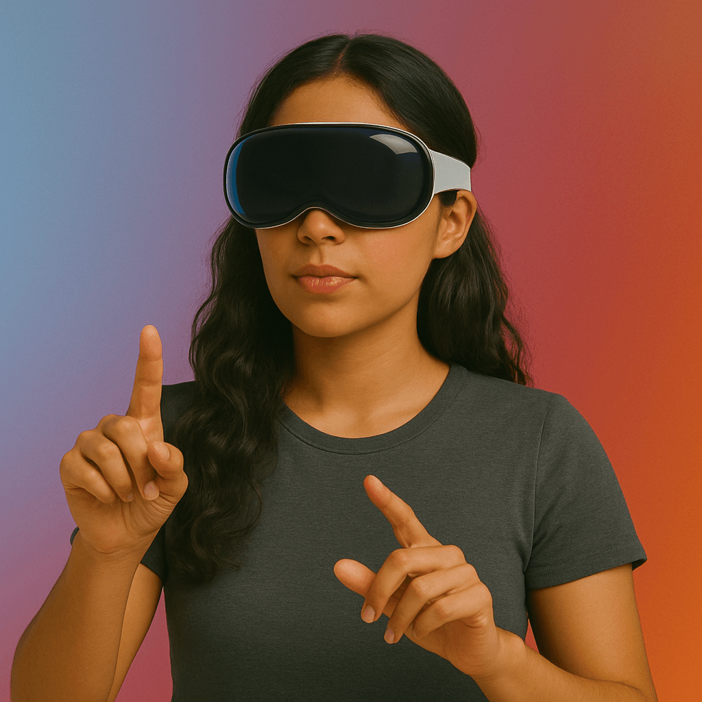 Eine Frau mit einer Apple Vision Pro
